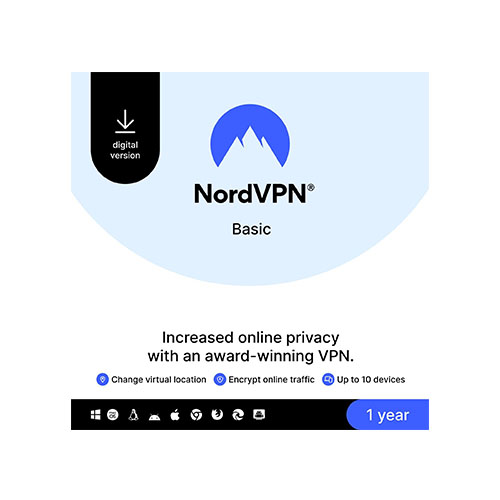 NordVPN Basic, 10 Devices, 1-Year, Premium VPN Software, Digital Code