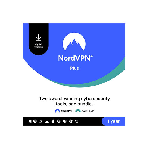 NordVPN Plus, 10 Devices, 1-Year, VPN & Password Manager Software Bundle, Digital Code