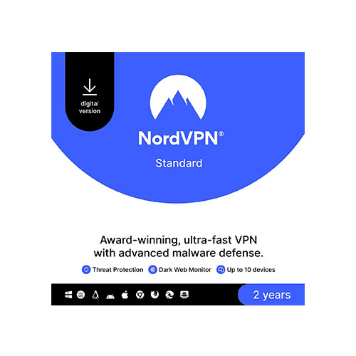 NordVPN Standard, 10 Devices, 2-Year, VPN & Cybersecurity, Digital Code